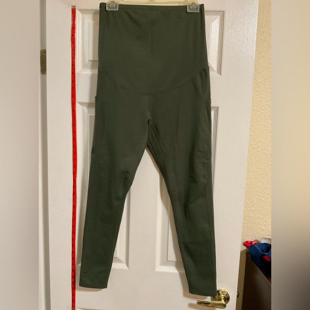 Poshdivah Olive Maternity Leggings With Pockets